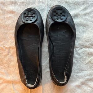 Tory Burch Black Logo Flats